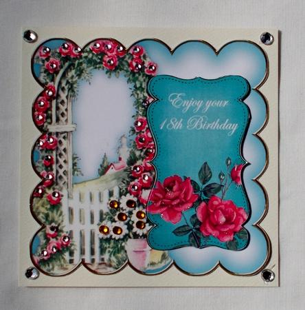 Teal Rose Arch 18th Birthday 8in Scallop Topper by Diane  Vermeer