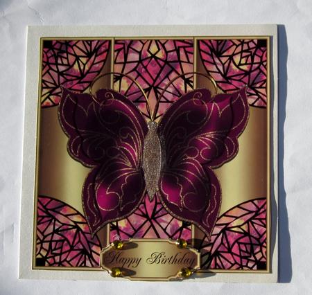 Butterfly Stained Glass Effect Card Front 4 by Diane  Vermeer