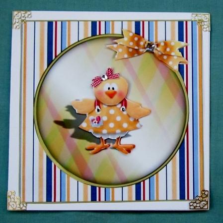 Little Chick 8x8 Card Front Topper with Decoupage by Diane  Vermeer