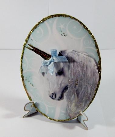 Magical White Unicorn Plate Card & Stand by Diane  Vermeer