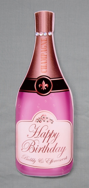 Large Dl Birthday Champagne Bottle Shaped Card by Diane  Vermeer