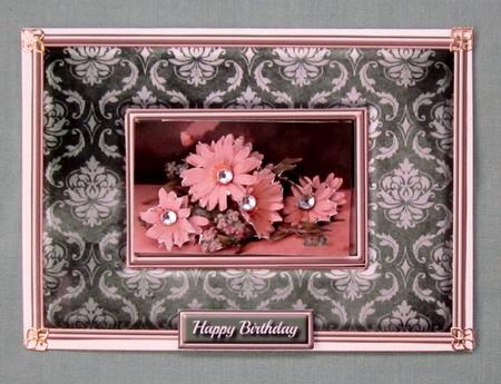 Cream Flowers on Green Damask Quick Card by Diane  Vermeer