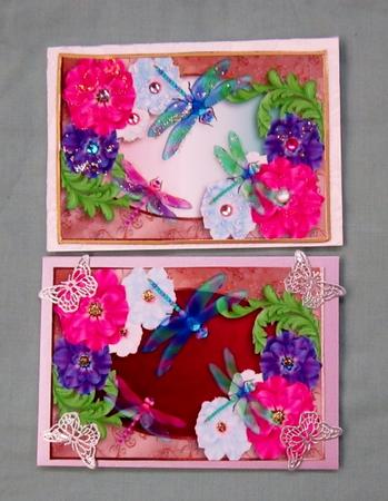 2 Beautiful Blooms & Dragonflies Toppers by Diane  Vermeer