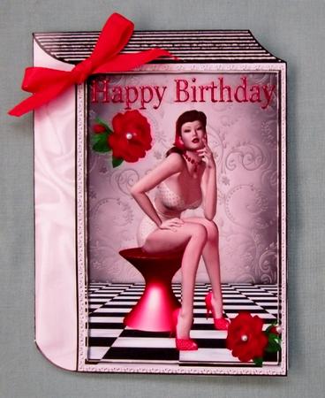 Penny Pin Up 1950's with Red Roses Folded Book by Diane  Vermeer