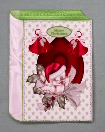 Robin in Santa Hat , Green Stars Folded Book by Diane  Vermeer