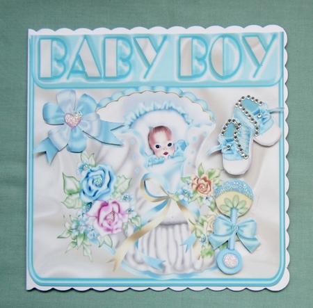 Baby Boy with Shoes and Rattle 8x8 by Diane  Vermeer