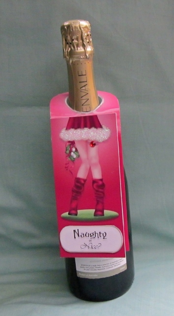 Naughty or Nice? Christmas Wine Bottle Gift Card by Diane  Vermeer
