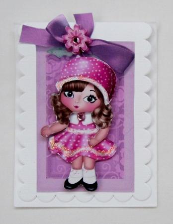 Pretty Little Girl in Pink, on Tag with Bow by Diane  Vermeer