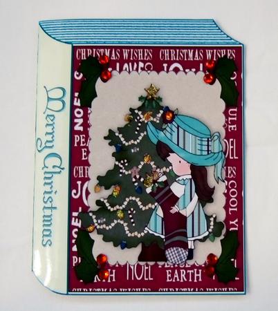Girl in Bonnet with Christmas Tree Folded Book by Diane  Vermeer