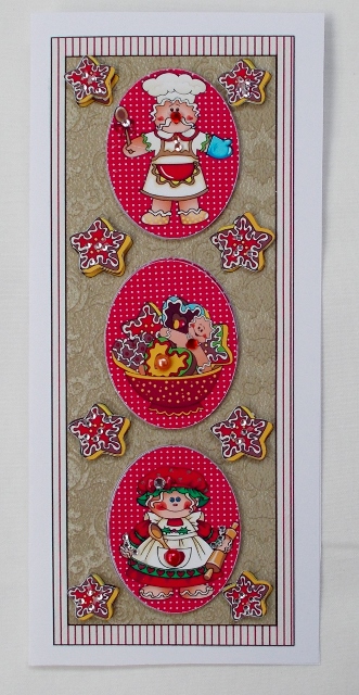 Red Christmas Gingerbread Card Front by Diane  Vermeer