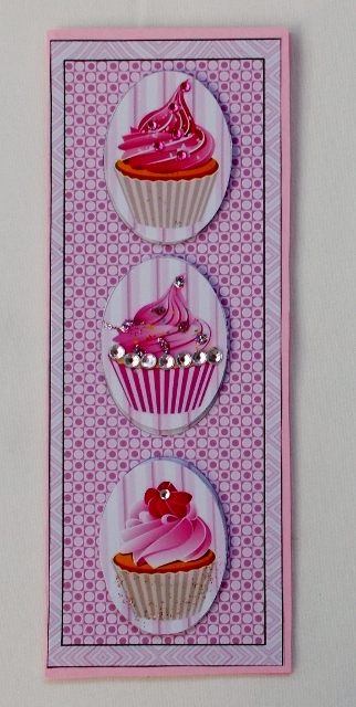 Pink Cupcakes Card Front by Diane  Vermeer
