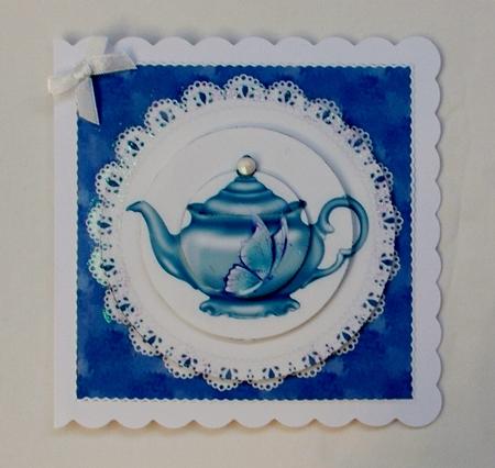 Blue Teapot and Butterfly Circle Pyramid by Diane  Vermeer
