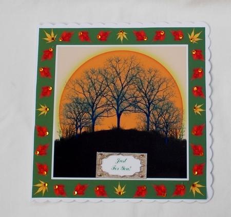 8 Inch Autumn Trees Sunrise Sunset on Green + 6 Sentiments by Diane  Vermeer