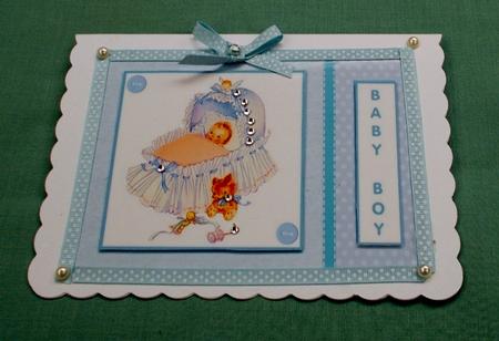 New Baby Boy Card Front with Decoupage by Diane  Vermeer