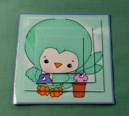 Sweet Little Green Bird 4x4 Quick Card by Diane  Vermeer