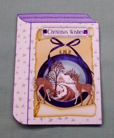 Beautiful Christmas Scene with Deers in Purple Folded Book by Diane  Vermeer
