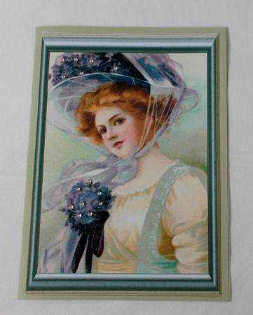 Vintage Lady with Lucky Heather in Frame by Diane  Vermeer