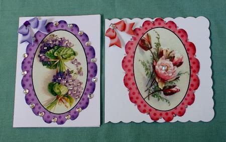 Lilac and Peach Flowers in Scalloped Frames by Diane  Vermeer