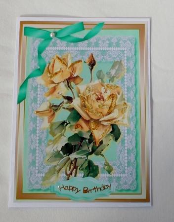 A4 Yellow Roses on Lace  by Diane  Vermeer