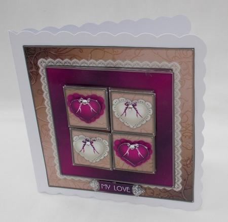 Lace Heart Square Stacker - Purple 1a - Card Front by Diane  Vermeer