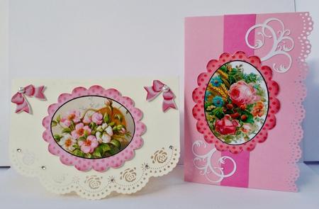 Pretty Pink Floral Flowers in Scalloped Frames by Diane  Vermeer