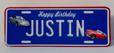 Large Dl Name Licence Plate 10 - Justin by Diane  Vermeer