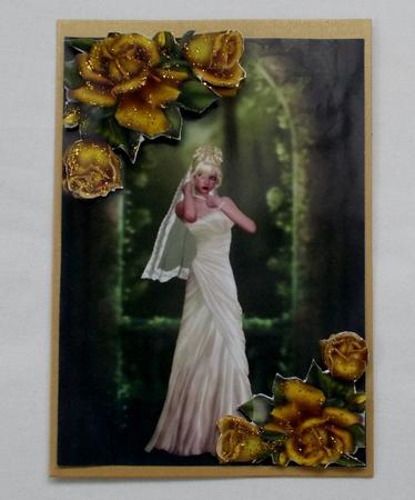 Beautiful Bride with Golden Roses by Diane  Vermeer