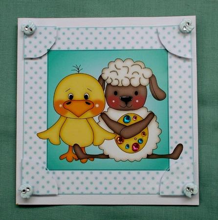 Easter Sheep with a Duck by Diane  Vermeer