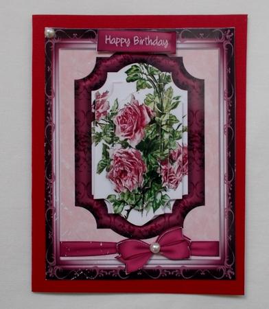 Lovely Pink Roses in a Cerise Frame ,( Pyramid ) by Diane  Vermeer