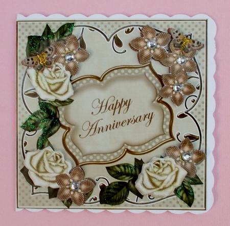 Cream Fmk Happy Anniversary 7in Fancy Decoupage Topper by Diane  Vermeer