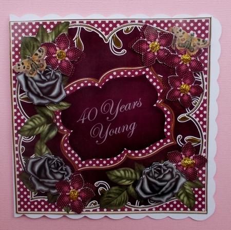 Cerise Fmk 40 Years Young 7in Fancy Decoupage Topper by Diane  Vermeer