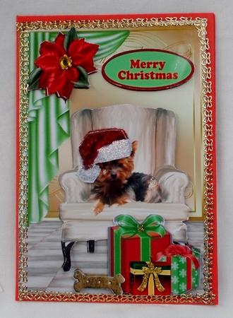 Little Yorkie Terrier in Santa Hat in a Chair by Diane  Vermeer