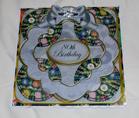Black Oriental Flower 80th Birthday 3D Rosette 8in Card Kit by Diane  Vermeer