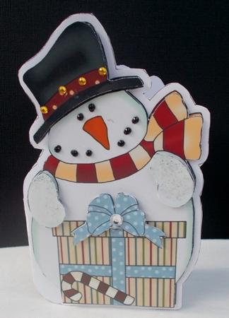 Snowman with Gift Shaped Card and Decoupage by Diane  Vermeer
