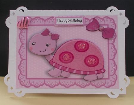 Cute Pink Turtle with Bow by Diane  Vermeer
