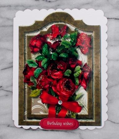 Lovely Shaped Card with Red Roses . by Diane  Vermeer