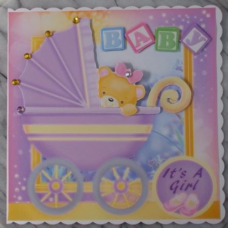 New Baby Girl Pram Mini Card Kit by Diane  Vermeer