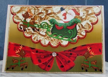 Santa in His Sleigh with Reindeers Scalloped Envelope by Diane  Vermeer