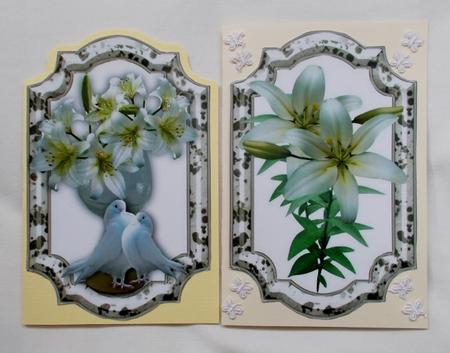 White Lily Toppers with Doves and Butterflies by Diane  Vermeer