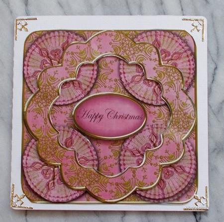 Pink Goldflake Happy Christmas 3D Rosette Topper by Diane  Vermeer