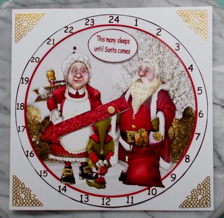 Santa Advent Clock and Elf by Diane  Vermeer