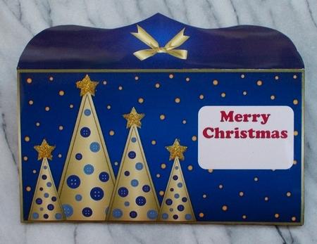 Buttons Christmas Trees Money Wallet Blue by Diane  Vermeer