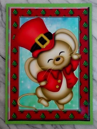 Cute Christmas Mouse in Red A4 by Diane  Vermeer