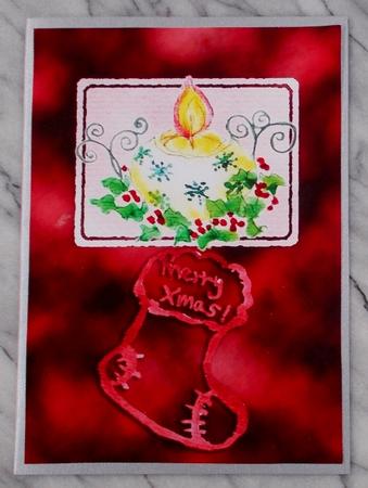 Christmas Candle with Hollyberry by Diane  Vermeer