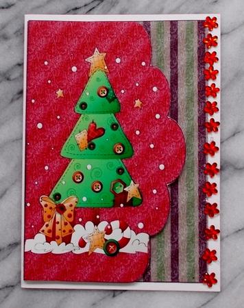 Snowy Christmas Tree Card Front by Diane  Vermeer
