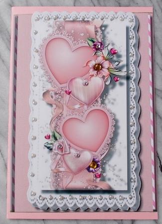 Beautiful Pink Hearts on a Ribbon Strip by Diane  Vermeer