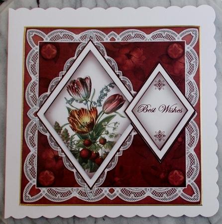 Red Tulips Best Wishes 7in Double Diamond Topper by Diane  Vermeer