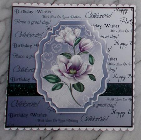 Lilac Magnolias Topper on Sentiments Background by Diane  Vermeer