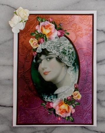 Vintage Bride Framed Circle Pyramid by Diane  Vermeer