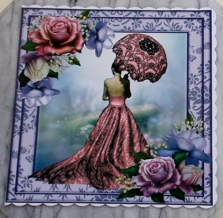 Belle Roses & Parasol 8x8 Quick Topper by Diane  Vermeer
